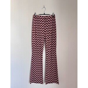 Zara Retro Printed Knit Pull On Flare Pant Size SMALL